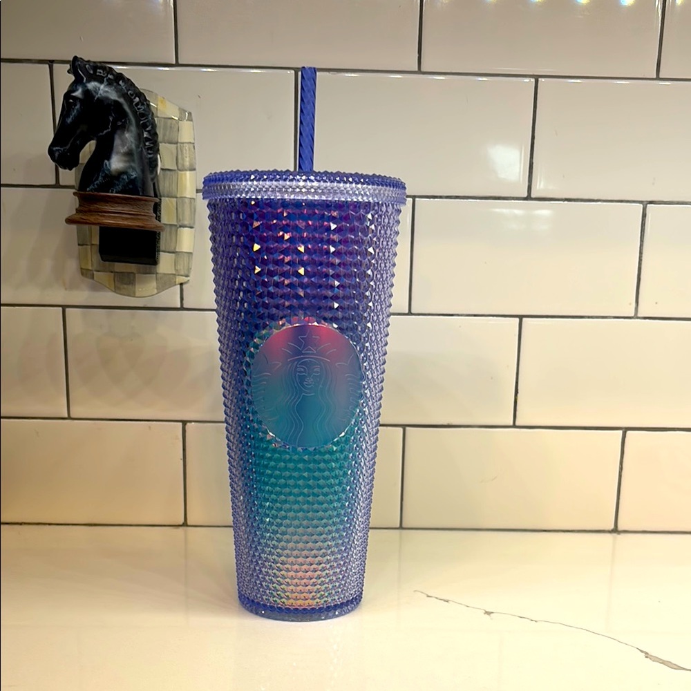 Starbucks 2021 Summer Mermaid Ombre studded tumbler used once 24oz